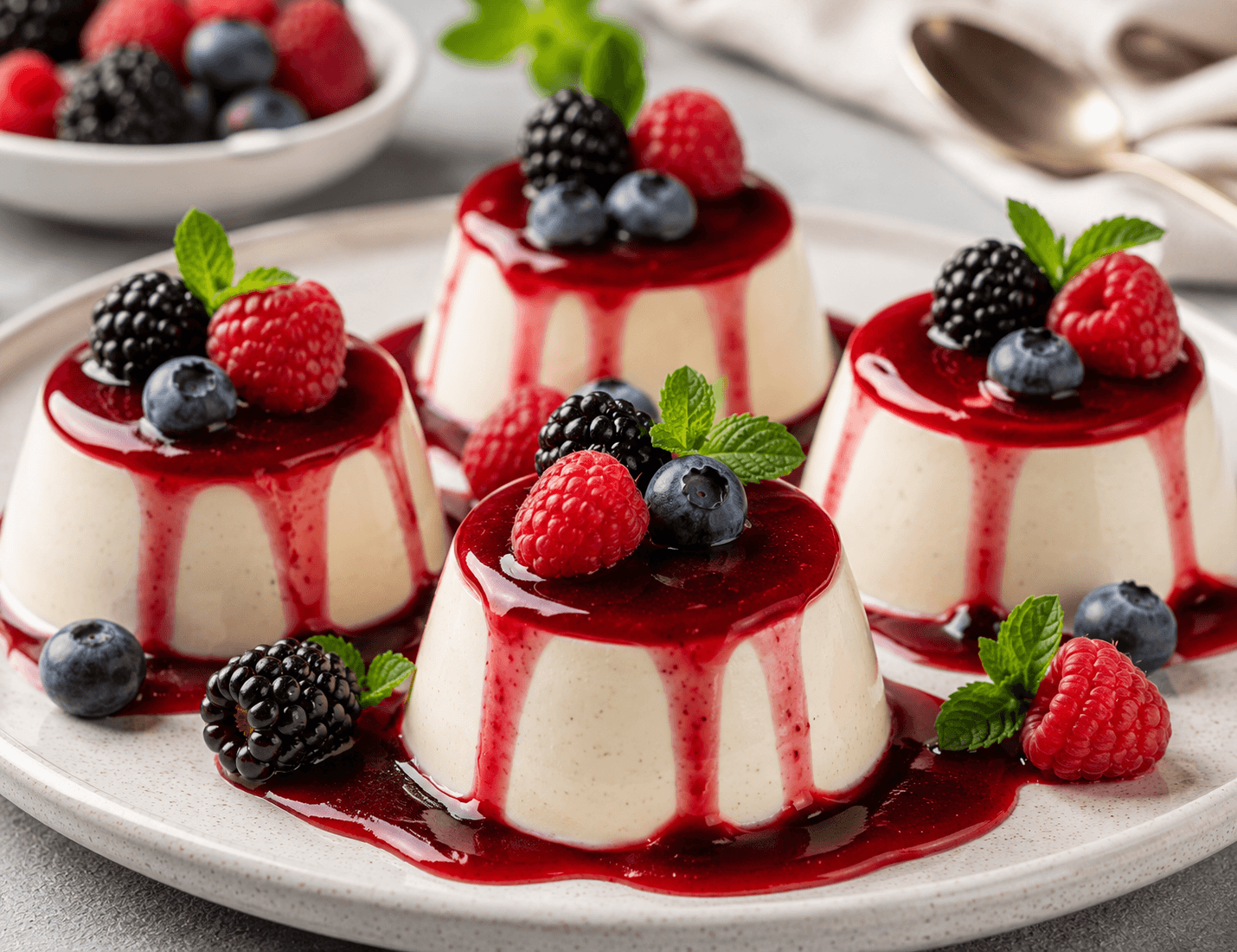 Panna Cotta Vanila dengan Saus Berry Segar: Sentuhan Manis yang Elegan